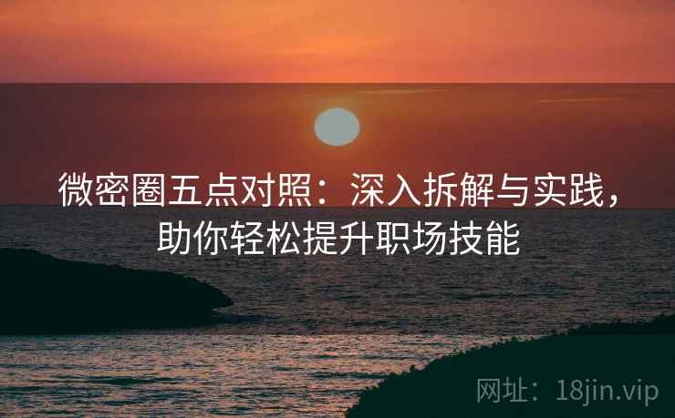 微密圈五点对照:深入拆解与实践,助你轻松提升职场技能 微密圈五点对照:深入拆解与实践,助你轻松提升职场技能